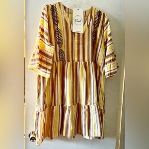 Easel BOHO Striped Dress/Tunic (Plus Size)